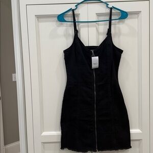 Rue 21 Black Denim full zip front denim mini dress. NWT size Small skater goth